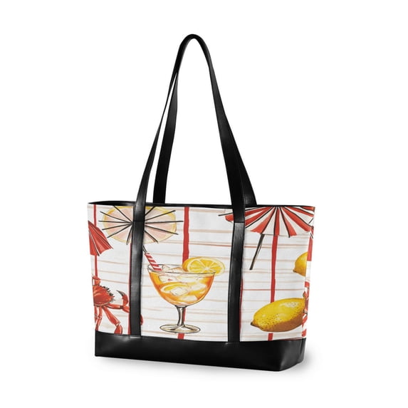 FORMRS Canvas Laptop Tote Bag for Women with 15.6" Computer Compartments Shoulder Handbag, Beach Crab