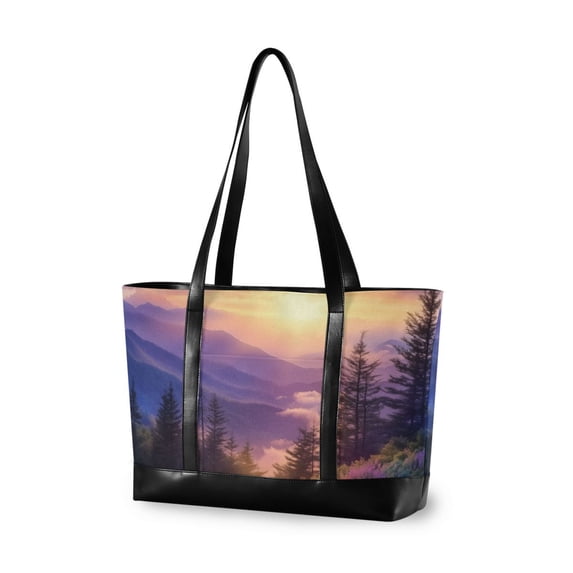 FORMRS Canvas Laptop Tote Bag for Women with 15.6" Computer Compartments Shoulder Handbag, Beautiful Mountain