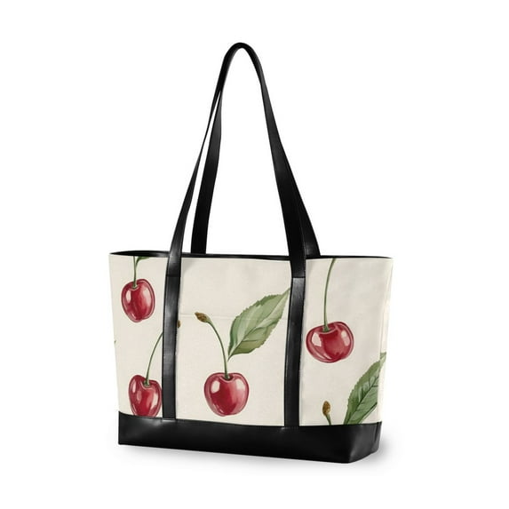 FORMRS Laptop Tote Bag for Women with 15.6" Computer Compartments Handbag, Beige Cherry