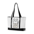 thumbnail image 1 of FORMRS Canvas Laptop Tote Bag for Women with 15.6" Computer Compartments Shoulder Handbag, Beige Chubby Cat, 1 of 7