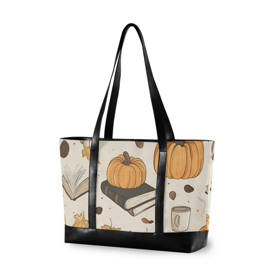 FORMRS Laptop Tote Bag for Women with 15.6" Computer Compartments Handbag, Beige Fall Books