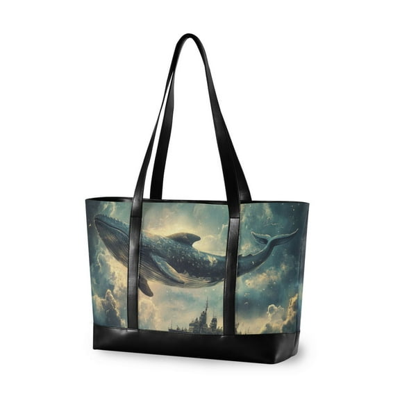 FORMRS Laptop Tote Bag for Women with 15.6" Computer Compartments Handbag, Beige Floating Whale