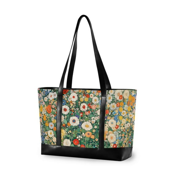 FORMRS Laptop Tote Bag for Women with 15.6" Computer Compartments Handbag, Beige Floral Garden