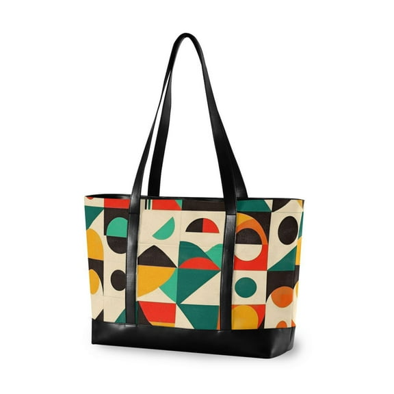 FORMRS Laptop Tote Bag for Women with 15.6" Computer Compartments Handbag, Beige Geometric