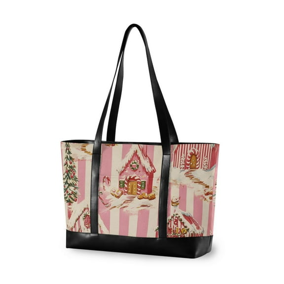 FORMRS Laptop Tote Bag for Women with 15.6" Computer Compartments Handbag, Beige Gingerbread Houses