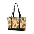 thumbnail image 1 of FORMRS Canvas Laptop Tote Bag for Women with 15.6" Computer Compartments Shoulder Handbag, Beige Leaves, 1 of 7