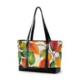 thumbnail image 1 of FORMRS Canvas Laptop Tote Bag for Women with 15.6" Computer Compartments Shoulder Handbag, Beige Leaves, 1 of 7