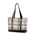thumbnail image 1 of FORMRS Canvas Laptop Tote Bag for Women with 15.6" Computer Compartments Shoulder Handbag, Beige Plaid Pattern, 1 of 7