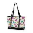 thumbnail image 1 of FORMRS Canvas Laptop Tote Bag for Women with 15.6" Computer Compartments Shoulder Handbag, Beige Retro Pattern, 1 of 7