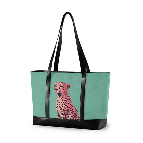 FORMRS Laptop Tote Bag for Women with 15.6" Computer Compartments Handbag, Big Pink Cheetah