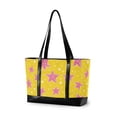 thumbnail image 1 of FORMRS Canvas Laptop Tote Bag for Women with 15.6" Computer Compartments Shoulder Handbag, Big Pink Stars Pattern, 1 of 7