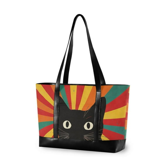 FORMRS Laptop Tote Bag for Women with 15.6" Computer Compartments Handbag, Black Cat