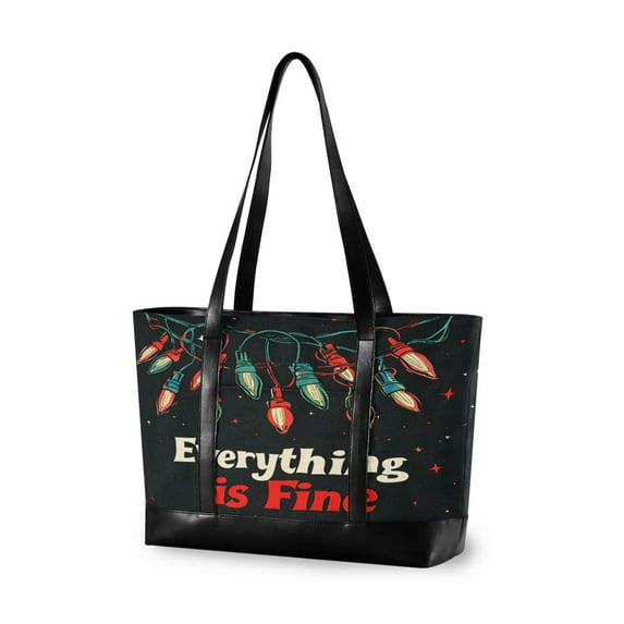 FORMRS Laptop Tote Bag for Women with 15.6" Computer Compartments Handbag, Black Christmas Light
