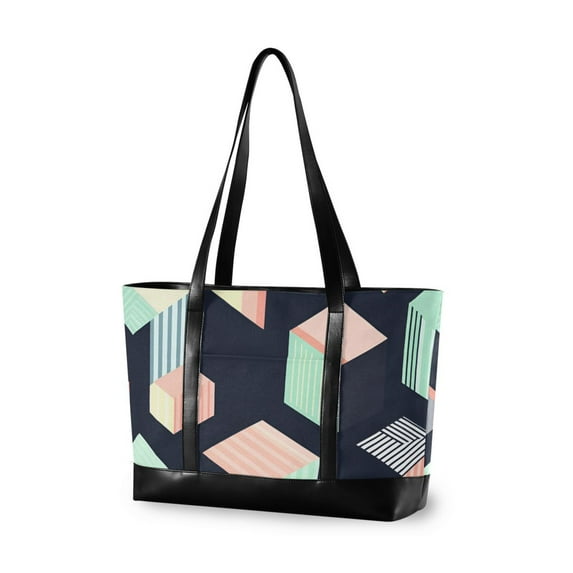 FORMRS Laptop Tote Bag for Women with 15.6" Computer Compartments Handbag, Black Cubes