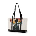 thumbnail image 1 of FORMRS Canvas Laptop Tote Bag for Women with 15.6" Computer Compartments Shoulder Handbag, Black Flowers, 1 of 7
