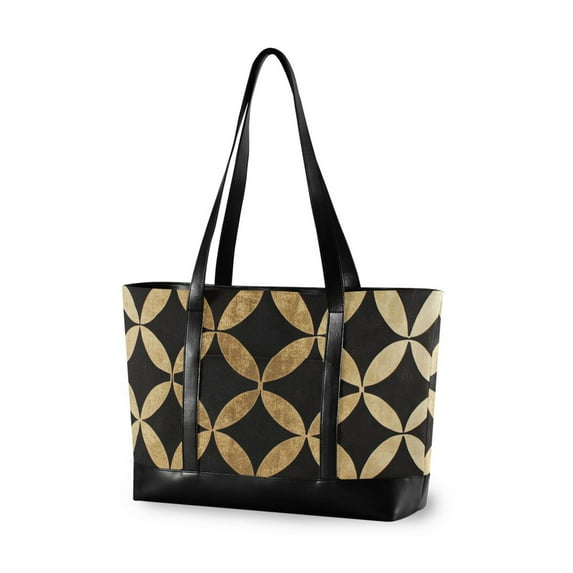 FORMRS Laptop Tote Bag for Women with 15.6" Computer Compartments Handbag, Black Geometric
