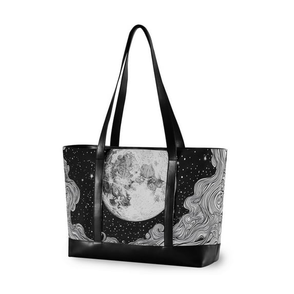 FORMRS Laptop Tote Bag for Women with 15.6" Computer Compartments Handbag, Black Moon