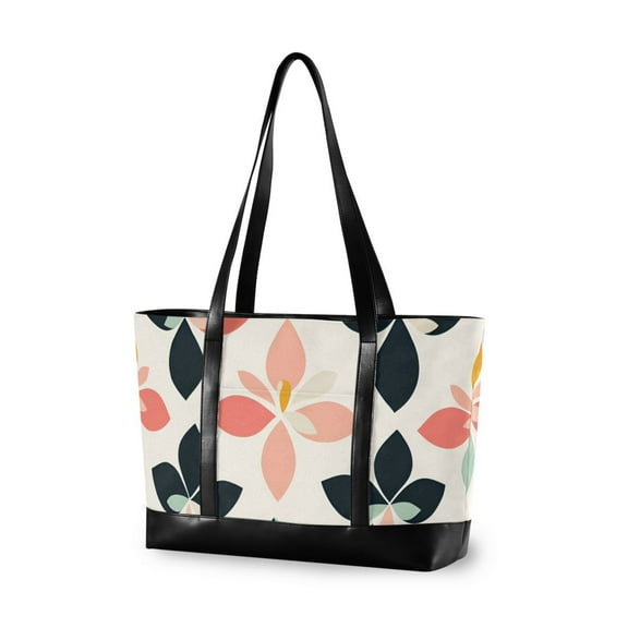 FORMRS Laptop Tote Bag for Women with 15.6" Computer Compartments Handbag, Black Retro Flower