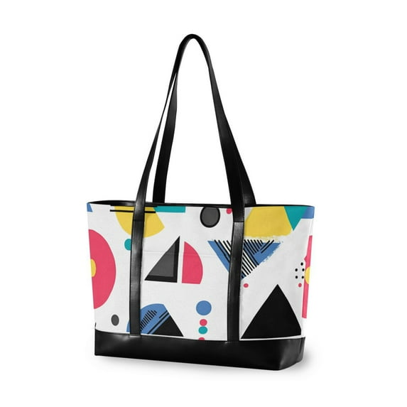 FORMRS Laptop Tote Bag for Women with 15.6" Computer Compartments Handbag, Black Retro Pattern