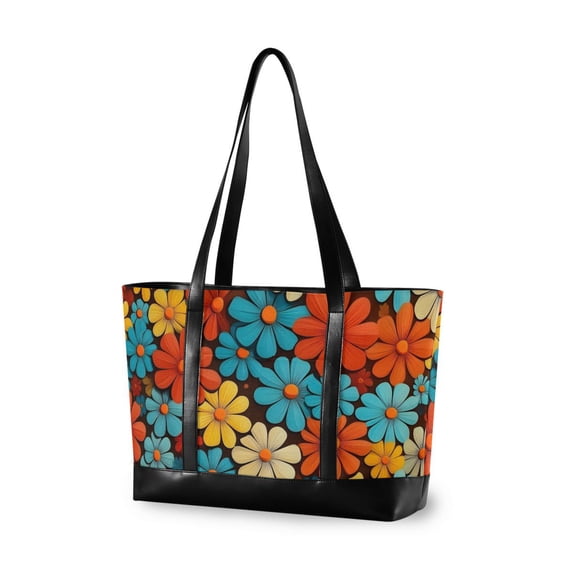 FORMRS Canvas Laptop Tote Bag for Women with 15.6" Computer Compartments Shoulder Handbag, Blooming Flowers