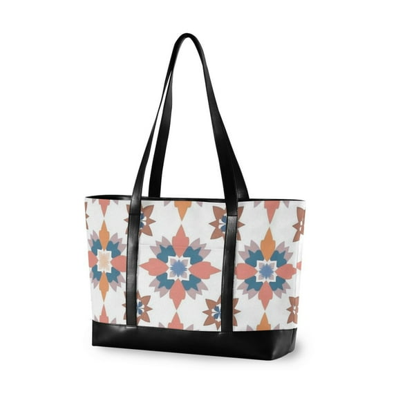 FORMRS Canvas Laptop Tote Bag for Women with 15.6" Computer Compartments Shoulder Handbag, Blue Abstract Pattern