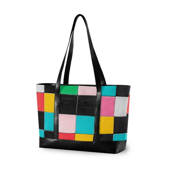 FORMRS Laptop Tote Bag for Women with 15.6" Computer Compartments Handbag, Blue Checkered Pattern