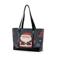 thumbnail image 1 of FORMRS Canvas Laptop Tote Bag for Women with 15.6" Computer Compartments Shoulder Handbag, Blue Christmas Santa, 1 of 7