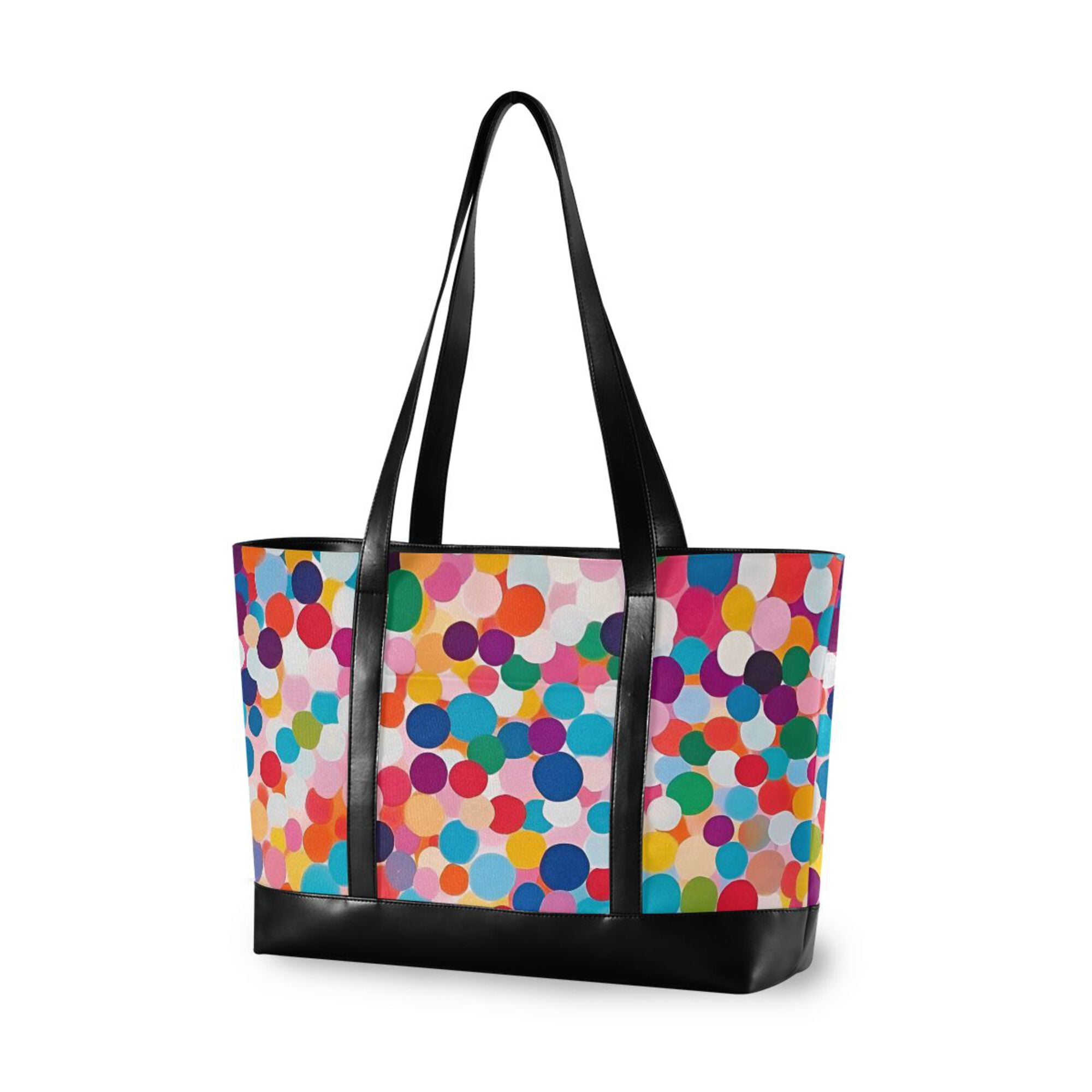 FORMRS Canvas Laptop Tote Bag for Women with 15.6" Computer Compartments Shoulder Handbag, Blue Colorful Circles
