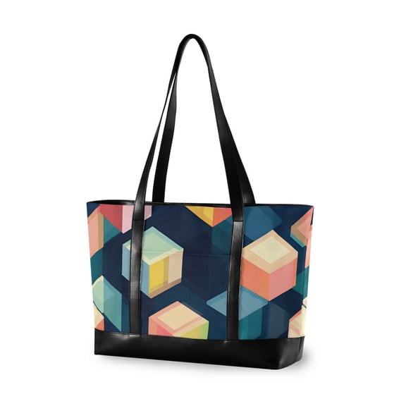 FORMRS Laptop Tote Bag for Women with 15.6" Computer Compartments Handbag, Blue Cubes