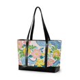 thumbnail image 1 of FORMRS Canvas Laptop Tote Bag for Women with 15.6" Computer Compartments Shoulder Handbag, Blue Floral Wave, 1 of 7