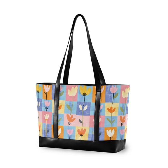 FORMRS Laptop Tote Bag for Women with 15.6" Computer Compartments Handbag, Blue Flowers
