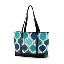 FORMRS Laptop Tote Bag for Women with 15.6" Computer Compartments Handbag, Blue Geometric Pattern