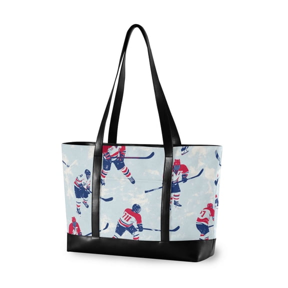FORMRS Canvas Laptop Tote Bag for Women with 15.6" Computer Compartments Shoulder Handbag, Blue Ice Hockey