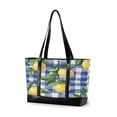 thumbnail image 1 of FORMRS Laptop Tote Bag for Women with 15.6" Computer Compartments Handbag, Blue Plaid Lemon, 1 of 7