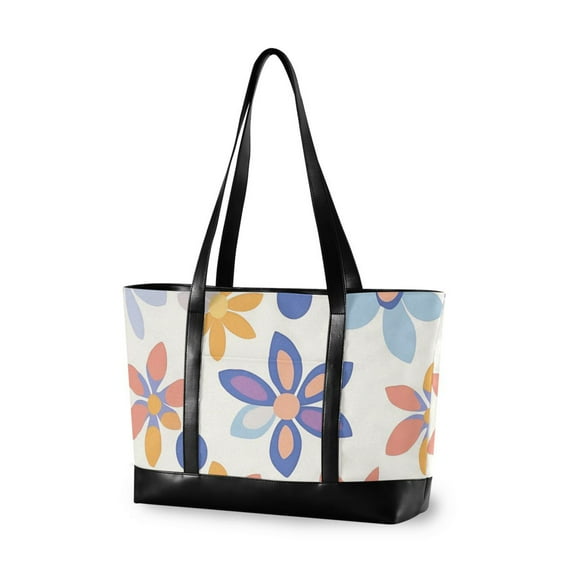 FORMRS Laptop Tote Bag for Women with 15.6" Computer Compartments Handbag, Blue Retro Flower