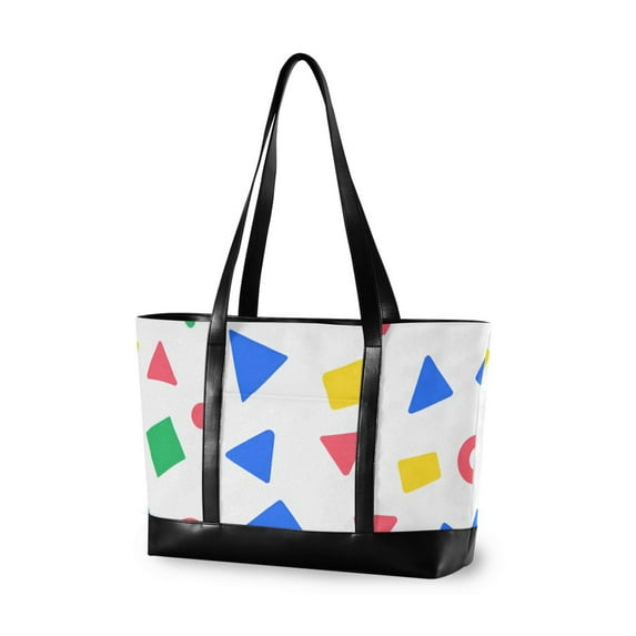 FORMRS Laptop Tote Bag for Women with 15.6" Computer Compartments Handbag, Blue Retro Triangles