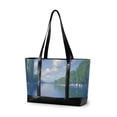 thumbnail image 1 of FORMRS Canvas Laptop Tote Bag for Women with 15.6" Computer Compartments Shoulder Handbag, Blue Sky and River, 1 of 7