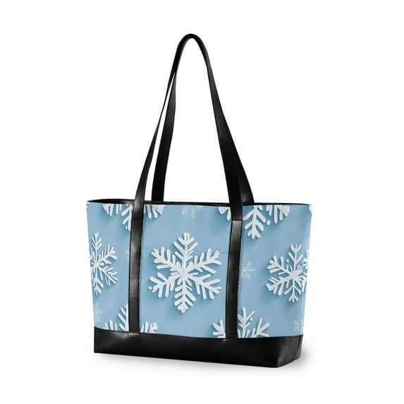 FORMRS Laptop Tote Bag for Women with 15.6" Computer Compartments Handbag, Blue Snowflake