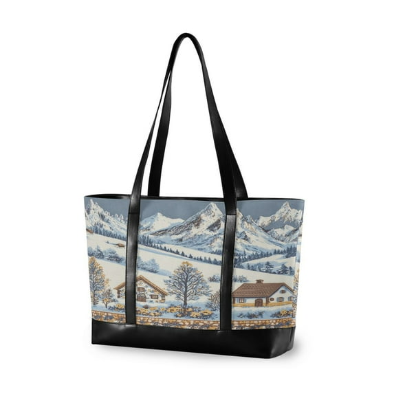 FORMRS Laptop Tote Bag for Women with 15.6" Computer Compartments Handbag, Blue Snowy Mountain