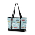 thumbnail image 1 of FORMRS Canvas Laptop Tote Bag for Women with 15.6" Computer Compartments Shoulder Handbag, Blue Trains Pattern, 1 of 7