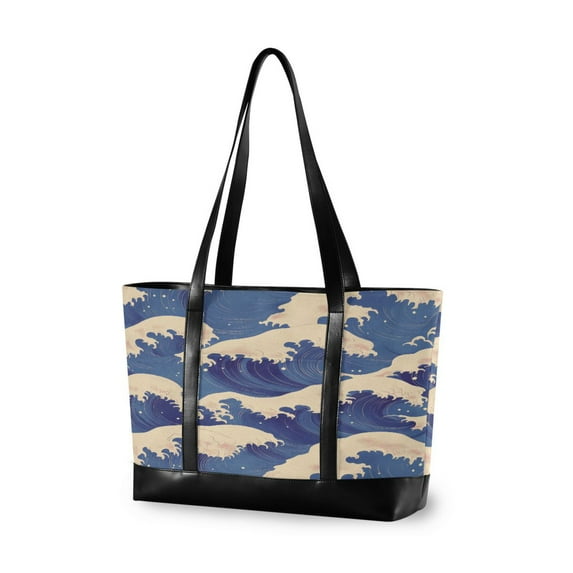 FORMRS Laptop Tote Bag for Women with 15.6" Computer Compartments Handbag, Blue Wave Pattern