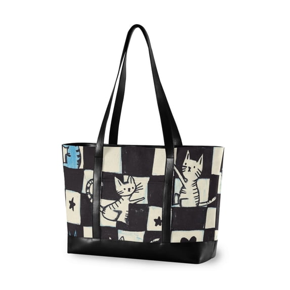 FORMRS Laptop Tote Bag for Women with 15.6" Computer Compartments Handbag, Blue and White Cat