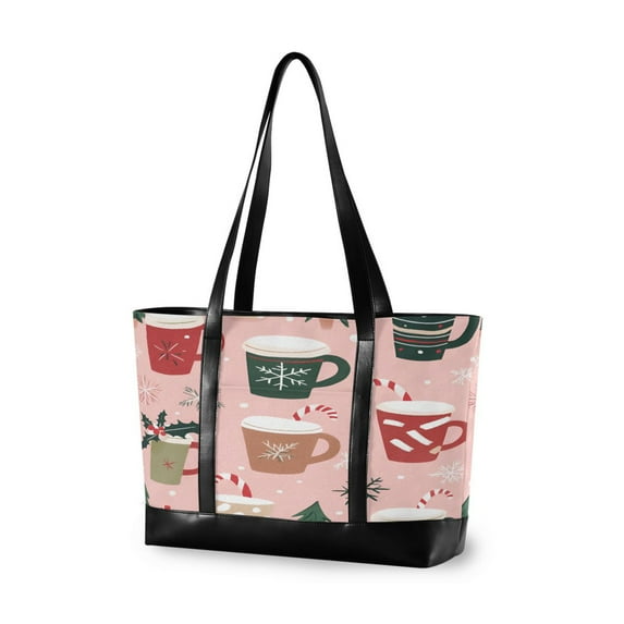 FORMRS Laptop Tote Bag for Women with 15.6" Computer Compartments Handbag, Brown Christmas Cups