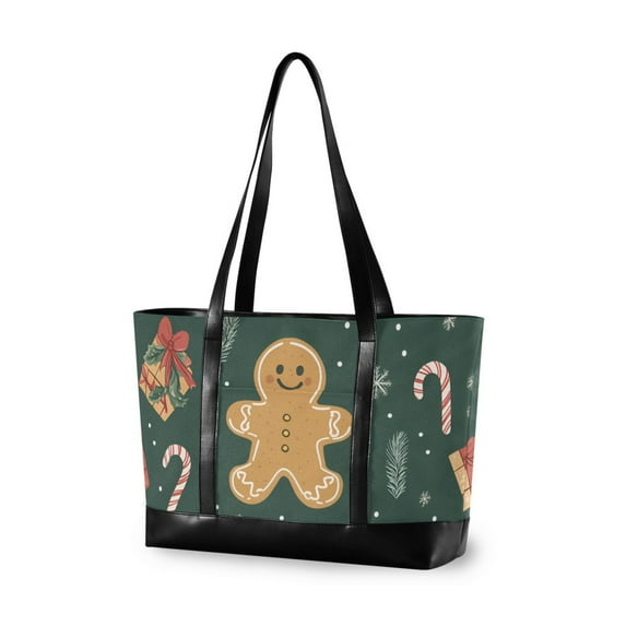 FORMRS Laptop Tote Bag for Women with 15.6" Computer Compartments Handbag, Brown Christmas Gingerbread