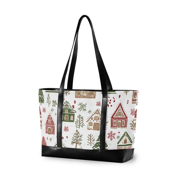 FORMRS Canvas Laptop Tote Bag for Women with 15.6" Computer Compartments Shoulder Handbag, Brown Christmas House