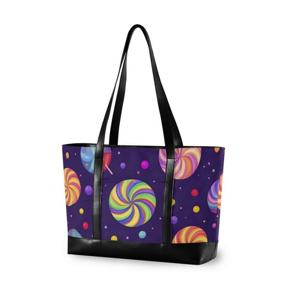 FORMRS Canvas Laptop Tote Bag for Women with 15.6" Computer Compartments Shoulder Handbag, Candy Cosmic Swirls