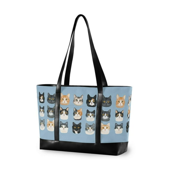 FORMRS Laptop Tote Bag for Women with 15.6" Computer Compartments Handbag, Cartoon Cute Cat