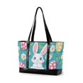 thumbnail image 1 of FORMRS Canvas Laptop Tote Bag for Women with 15.6" Computer Compartments Shoulder Handbag, Cartoon Easter Bunny, 1 of 7