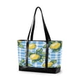 thumbnail image 1 of FORMRS Canvas Laptop Tote Bag for Women with 15.6" Computer Compartments Shoulder Handbag, Cartoon Plaid Lemon, 1 of 7