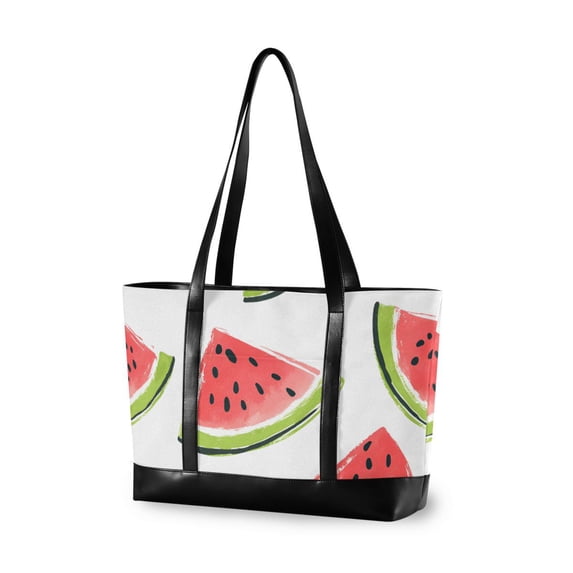 FORMRS Canvas Laptop Tote Bag for Women with 15.6" Computer Compartments Shoulder Handbag, Cartoon Watermelon